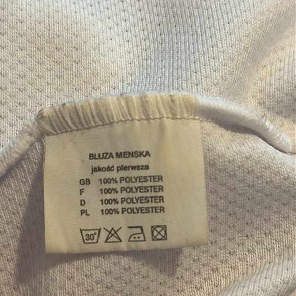 Men’s Vintage Zero Six Red & White Polska 100% Polyester Jersey Size Large - Picture 8 of 8